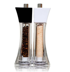 Zestaw młynków do pieprzu i soli Forchetto Torre 15cm czarny i biały