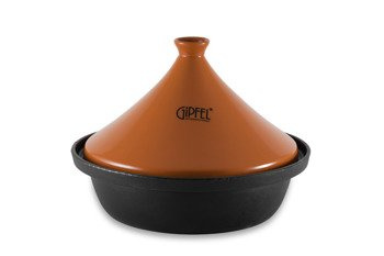Gipfel tagine żeliwny 29 cm z pokrywą ceramiczną pomarańczowy