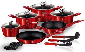 Zestaw garnków i patelni z powłoką marmurową 15 el. Berlinger Haus Burgundy