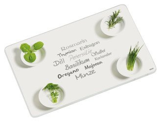 Szklana deska do krojenia 40x30 / Deska szklana zioła KESPER