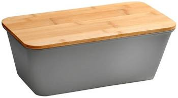 Chlebak Kesper z deską do krojenia bambusową szary 36x20x14