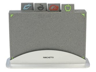 Zestaw desek do krojenia Forchetto Rucola 4szt 29x19.5 cm na stojaku