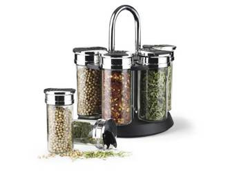 Zestaw do przypraw 6 słoiczków + stojak Fissman / Przyprawnik obrotowy