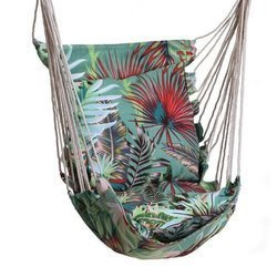 Hamak brazylijski podwieszany fotel huśtawka motyw KWIATY Liście zielony