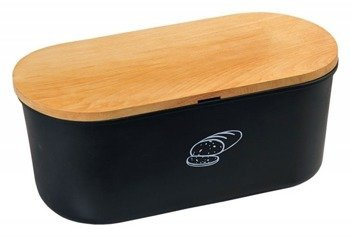 Chlebak z deską do krojenia owalny czarny Kesper / Pojemnik na chleb czarny