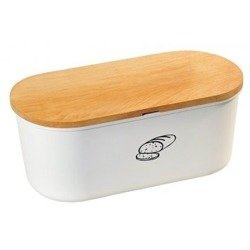 Chlebak z deską do krojenia owalny biały KESPER