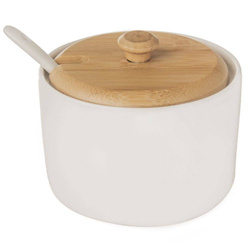 Porcelanowa cukiernica z pokrywką i łyżeczką w zestawie