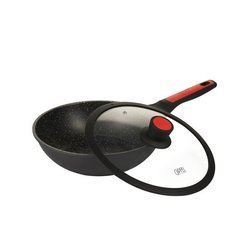 Wok patelnia głęboka z pokrywą Gipfel Favorite tytanowa 28cm