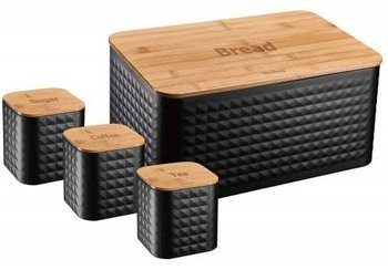Chlebak czarny + 3 pojemniki na cukier, herbatę, kawę Klausbeg