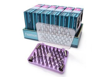 Profesjonalny zestaw 52cz tylki cukiernicze / Końcówki do dekoracji ciast Fissman