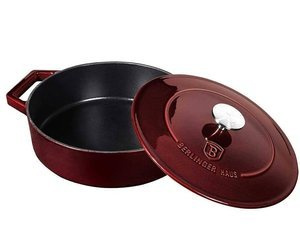 Garnek płytki żeliwny emaliowany 26cm Berlinger Haus 2,6l burgundowy