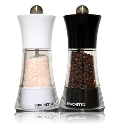 Zestaw młynków do soli i pieprzu Forchetto Pioni 13,5cm czarny i biały