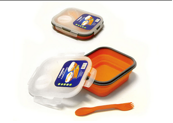 Outlet -Pojemnik Lunchbox silikonowy z łyżką i widelcem