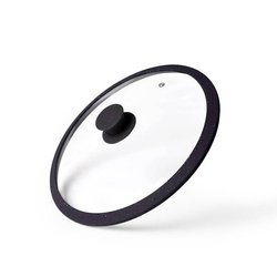 Pokrywka szklana 24cm z silikonową obręczą szary marmur Fissman