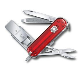Mini Scyzoryk Victorinox Work czerwony 8 funkcji z pendrivem 32GB