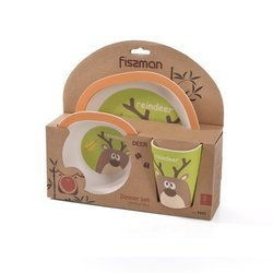 Zestaw naczyń dla dzieci Fissman 3cz komplet talerz, miseczka, kubek